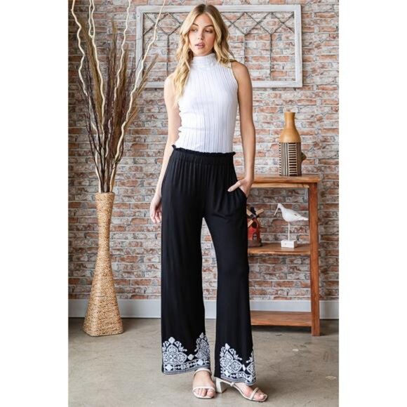 nwt Heimish Full Size Solid Damask Casual Pants Plus Size - Picture 14 of 14